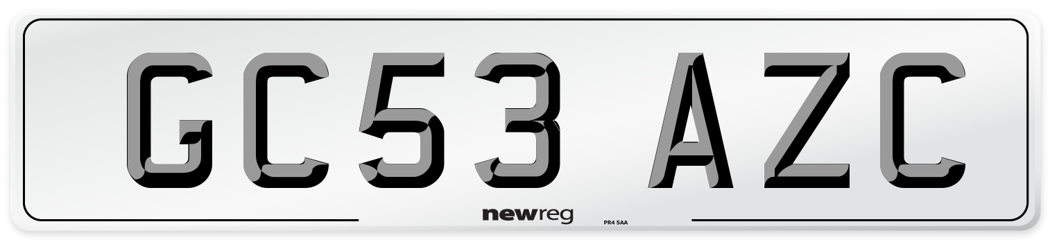GC53 AZC Number Plate from New Reg